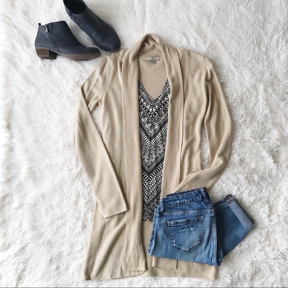 One A Sweaters - Camel colored, shawl collar long cardigan